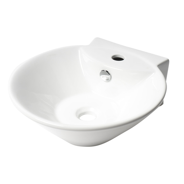 Alfi Brand ALFI brand ABC113 White 17" Round Wall Mounted Ceramic Sink with Faucet Hole ABC113